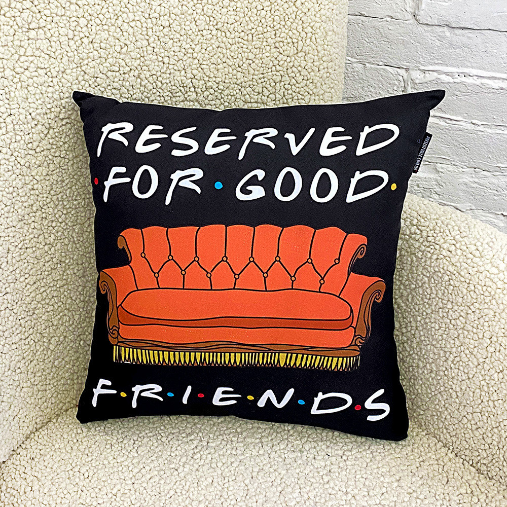 Подушка габардинова з принтом Reserved for good friends 40x40 см (4P_DR004)