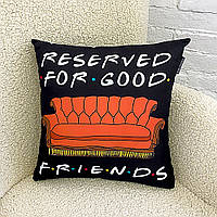 Подушка c принтом габардиновая Reserved for good friends 40x40 см (4P_DR004)