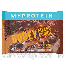 Протеїнове печиво Myprotein Gooey Filled Protein Cookie 1 шт. 75 г (20 г белка) Double Chocolate & Caramel, фото 2