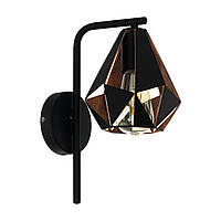 Настенный светильник металлический черный с медным оттенком на 1 лампу Е27 16х22.5х31.5 см