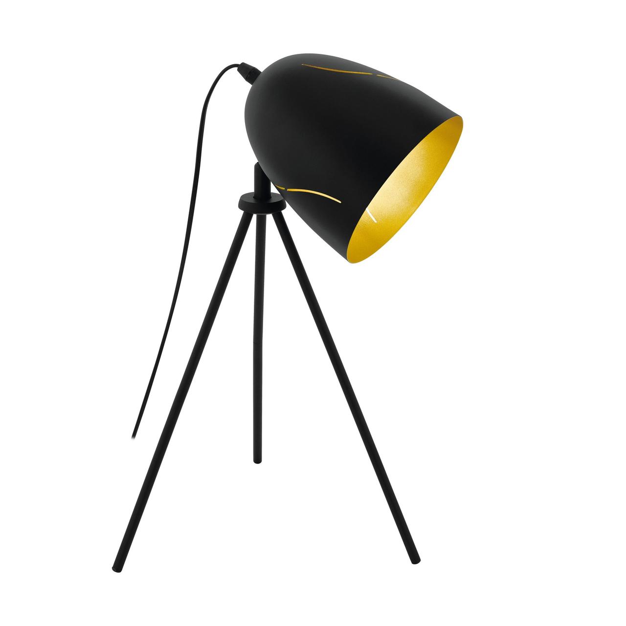 Настільна чорна металева лампа з елементами золота Е27 29х29х51 см