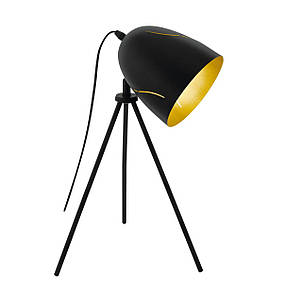 Настільна чорна металева лампа з елементами золота Е27 29х29х51 см, фото 1