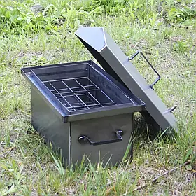 Коптильня Мала з гідрозакривом для гарячого копчення, коптильня переносна універсальна, ковпилка для м'яса