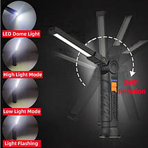 Ліхтар Worklight-G51-LED+COB, Li-Ion акумулятор, індикація заряду, поворот 180º+180º, магніт, гак, ЗУ Type-C, фото 5