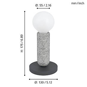 Настільна лампа Е27 сталь terrazzo антрацит сірий 5.5х17.5 см, фото 2