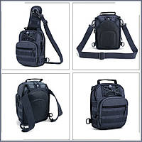 Нагрудная мужская сумка тактическая черная | Военный тактический рюкзак military | Рюкзак VC-668 для sss