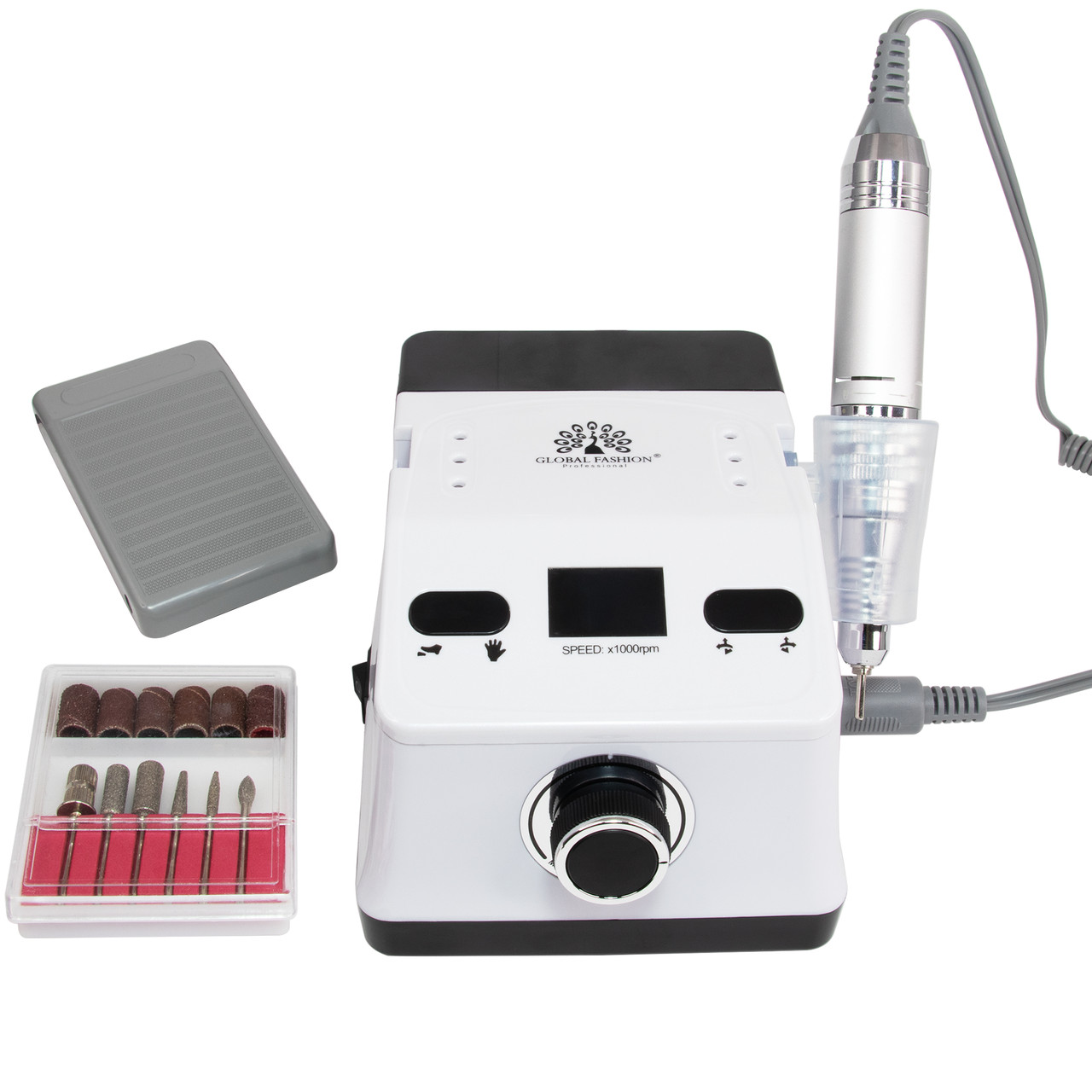 ФРЕЗЕР ДЛЯ МАНІКЮРУ GLOBAL FASHION ZS-718-WHITE 80W, 50000 ОБ