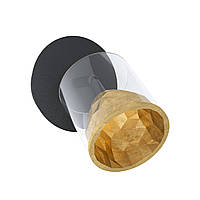 Точечный светильник металлический на 1 лампу черный/золото 12х19 см