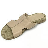 Жіночі шкіряні шльопанці бежевого кольору Туреччина 4124 36, фото 8