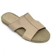 Жіночі шкіряні шльопанці бежевого кольору Туреччина 4124 36