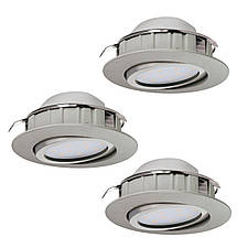 Вбудований точковий LED світильник 3х4.9Вт 3000К пластик сатиновий нікель 8.4х4 см, фото 2