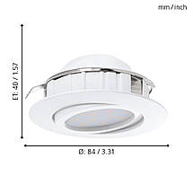 Вбудований точковий LED світильник 3х4.9Вт 3000К пластик білий 8.4х4 см, фото 5