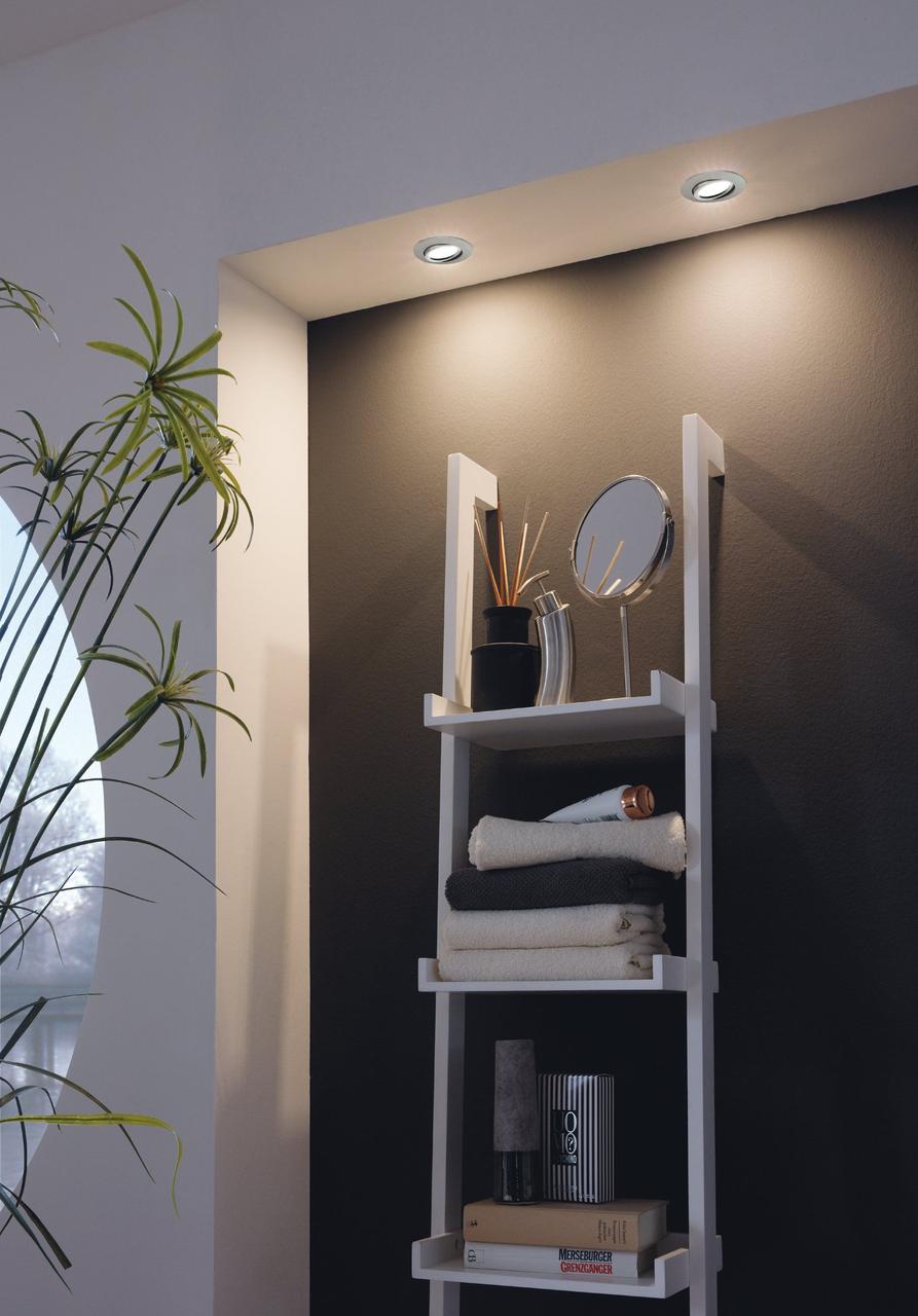 Вбудований точковий LED світильник 3х4.9Вт 3000К пластик сатиновий нікель 8.4х4 см