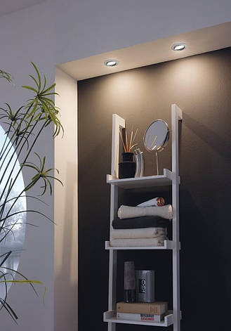 Вбудований точковий LED світильник 3х4.9Вт 3000К пластик сатиновий нікель 8.4х4 см, фото 1