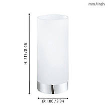 Настільна лампа зі скляним плафоном 1 патрон Е27 метал хром/білий 10х21.5 см, фото 4