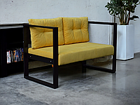Розбірний диван для салону, бару, тераси, кафе, кафетерію, в стилі лофт (чорний з жовтим)