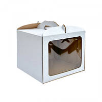 Коробка белая для тортов с квадратным окном 30х30х30
