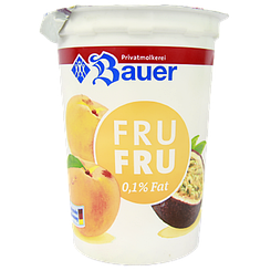 Йогурт персик-маракуя жиру 0,1% Бауер Bauer peach-passion fruit 500g 12шт/ящ (Код: 00-00013811)