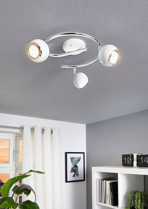 Точковий поворотний світильник GU10 з LED-підсвічуванням 3х2.8Вт сталь білий хром 29х34.5 см, фото 3