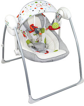 Дитяче крісло-гойдалка FreeON (5-точкова система ременів безпеки) RELAX  White-Grey 60700 Біло-сіра