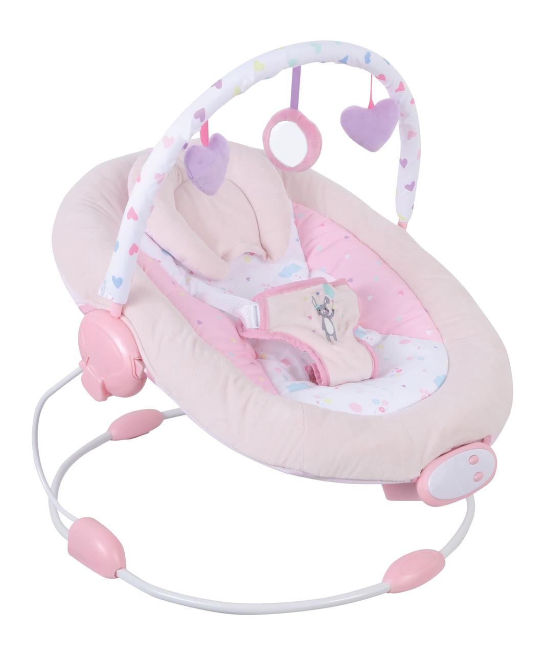 Дитяче крісло-гойдалка FreeON (3-точковий ремінь безпеки, іграшки на дузі)  Rest`n`Play Pink 45739 Рожева