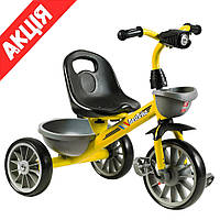 Велосипед трехколесный детский Best Trike BS-16390 С металлической рамой, колесами EVA Для малышей Желтый Emr