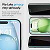 Захисне скло Spigen для iPhone 16 / 15 - EZ FIT GLAS.tR Privacy (2 шт), Антишпигун (AGL06905), фото 5