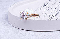 Красивое женское кольцо с большим камнем, кольцо перстень напыление позолото18к, размер 17