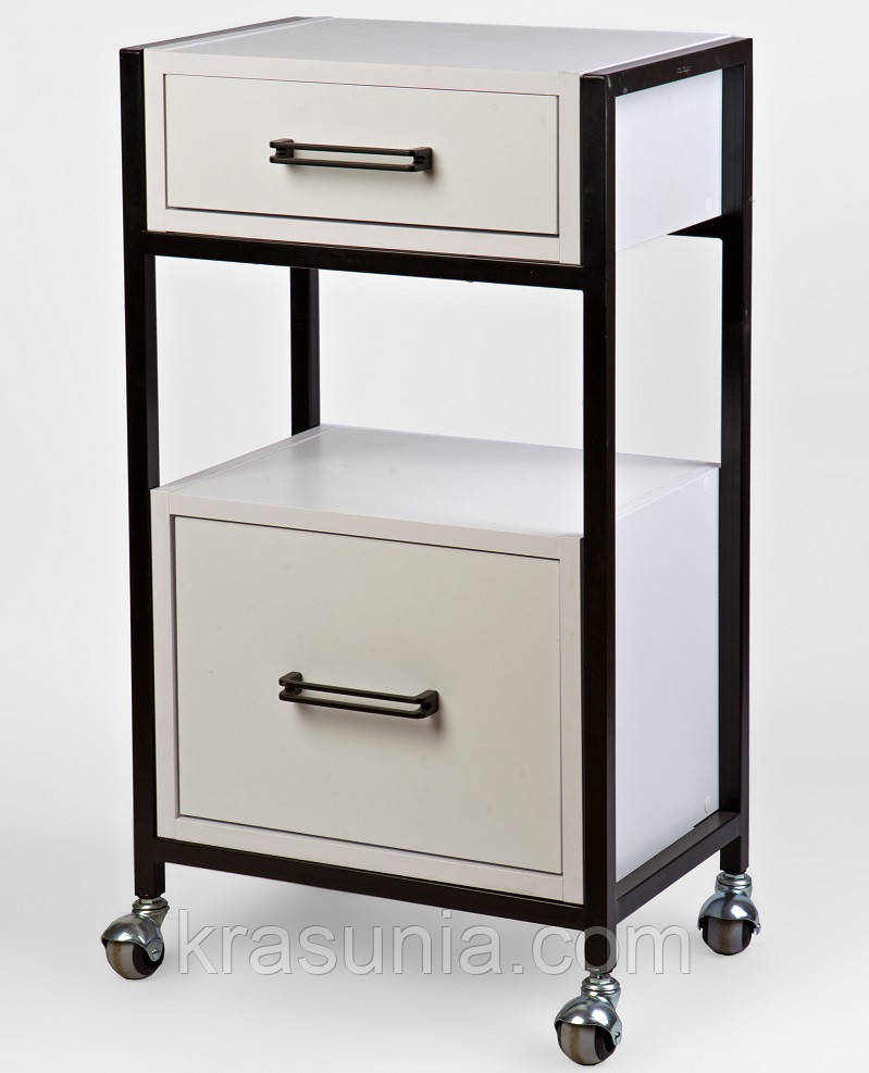 Візок із двома ящиками ЛДСП із чорним каркасом