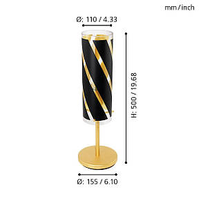 Настільна лампа сталева на 1 плафон Е27 золото/чорний 15.5х50.5 см, фото 2