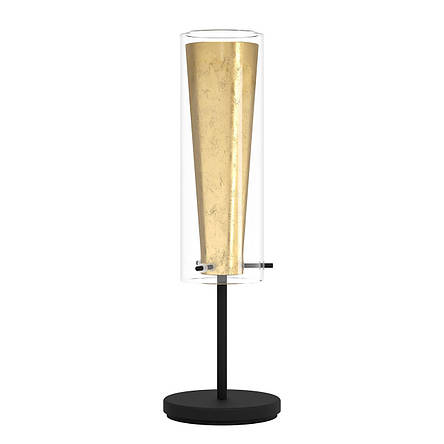 Декоративна настільна лампа зі склом Е27 чорна/золото 15.5х50 см, фото 1