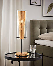 Декоративна настільна лампа зі склом Е27 чорна/золото 15.5х50 см, фото 2