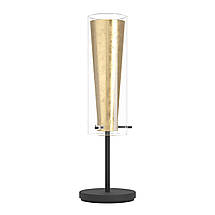 Декоративна настільна лампа зі склом Е27 чорна/золото 15.5х50 см, фото 4