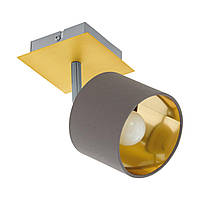 Точечный светильник металлический никель/латунь на 1 абажур цвета капучино Е14 11х11 см