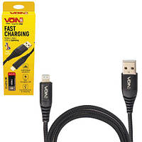 Кабель VOIN CC-4201L BK USB - Lightning 3А, 1m, black (быстрая зарядка/передача данных) (CC-4201L BK)