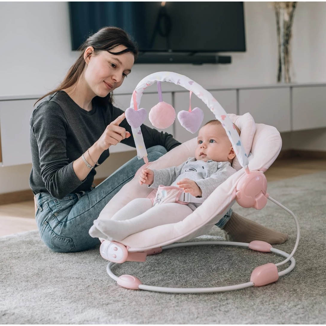 Дитяче крісло-гойдалка FreeON (3-точковий ремінь безпеки, іграшки на дузі) Rest`n`Play Pink 45739 Рожева
