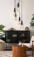 Люстра підвісна EGLO на кабелі металева чорна з 5 скляними плафонами Е27 35х150 см, фото 4