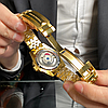 Механічний годинник чоловічий золотий наручний водонепроникний з автопідзаводом скло сапфірове Pagani Design, фото 7