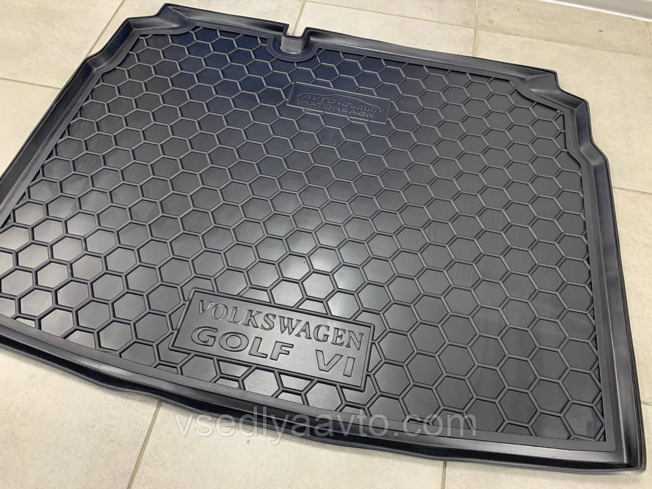 Килимок в багажник Volkswagen Golf 6 хетчбек з 2009 р. (AVTO-GUMM) пластік+гума, фото 1