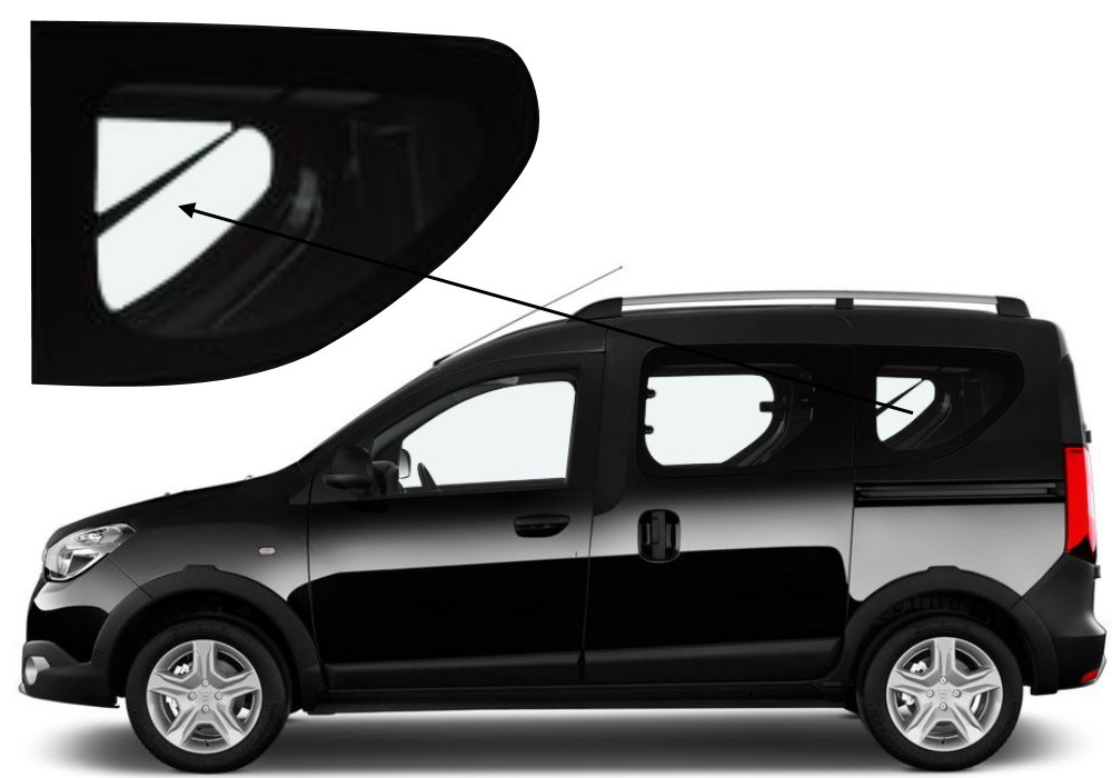 Бічне скло Dacia Dokker 2012-2021 салону заднє ліве