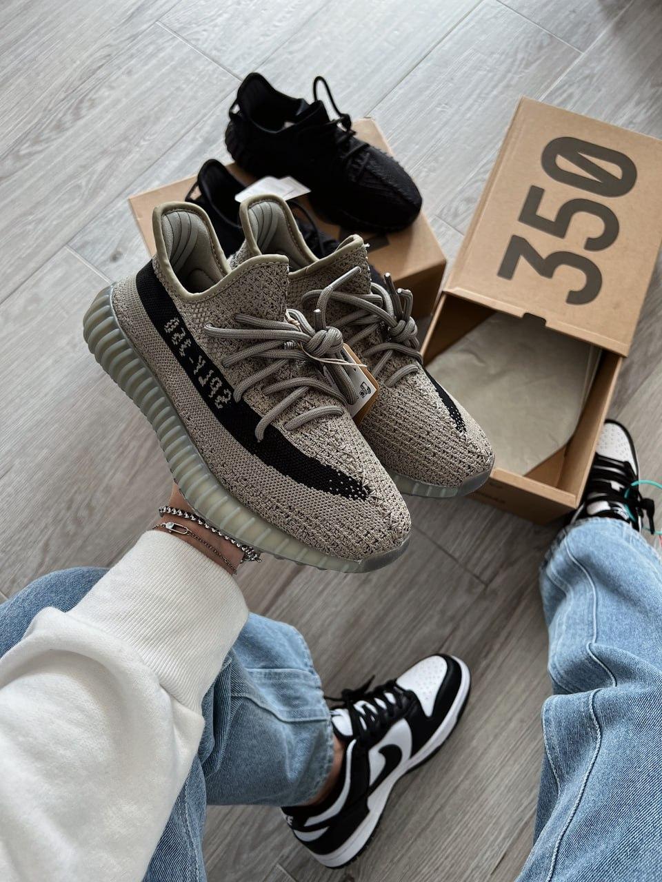 Кросівки чоловічі бежеві Adidas Yeezy Boost Adidas Yeezy Boost SPLY-350 v2 Granit Beige Blackv2 Granit Beige Black (09065), фото 1