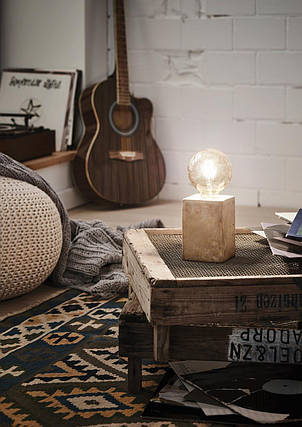 Настільна лампа бетон сірий колір на 1 лампу Е27 13х9х9 см, фото 2