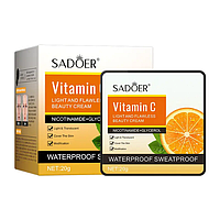 Тональный крем-кушон для лица со спонжем Sadoer с витамином С, 20 г AS