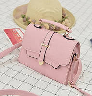 Маленькая женская сумочка клатч серая, мини сумка через плечо из эко кожи Розовый