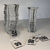 Набір гардеробних номерків 1 - 100 | Прозорі | Прямокутні | Чорна цифра