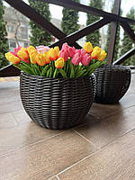 Набор коричневых корзин, плетеная из искусственного ротанга ручной работы для растений и цветов, 20 л