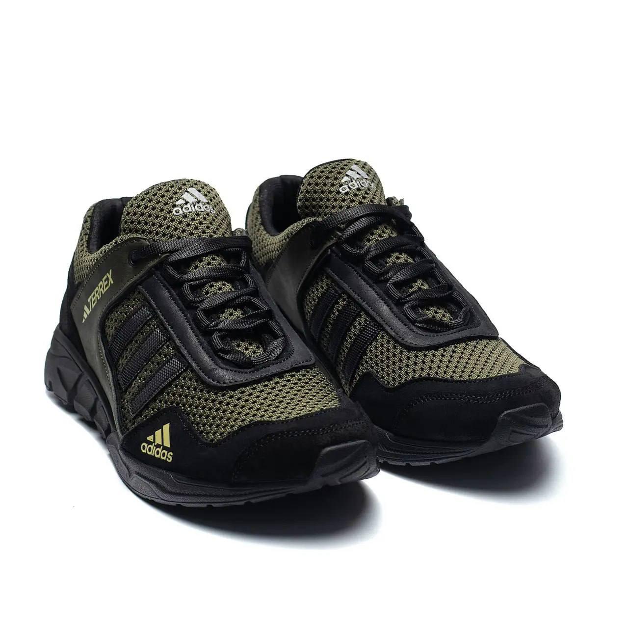 Чоловічі літні кросівки сітка хакі adidas terrex, фото 1