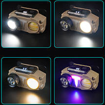 Ліхтар налобний CH-8825-3P35+COB(white+yellow)+RGB, Motion Sensor, Power Bank, Li-Ion акумулятор, індикація заряду, ЗУ Type-C, Box, фото 5