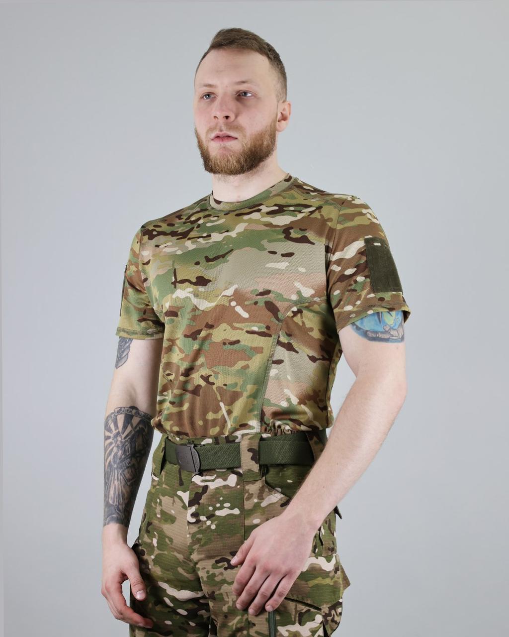 Футболка чоловіча тактична Ultimatum Cool-Max Мультикам камуфляжна, розміри L, XL, 3XL