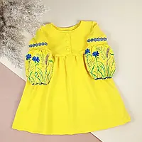 Плаття для дівчаток із вишивкою "Меланія", жовте трикотажне плаття